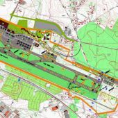 Mapa z wnioskowanymi i z naniesionymi zmianami cech lotniska wykonana na planie zagodpodarowania lotniska w skali 1:5000 - wyrys z dokumentacji rejestracyjnej